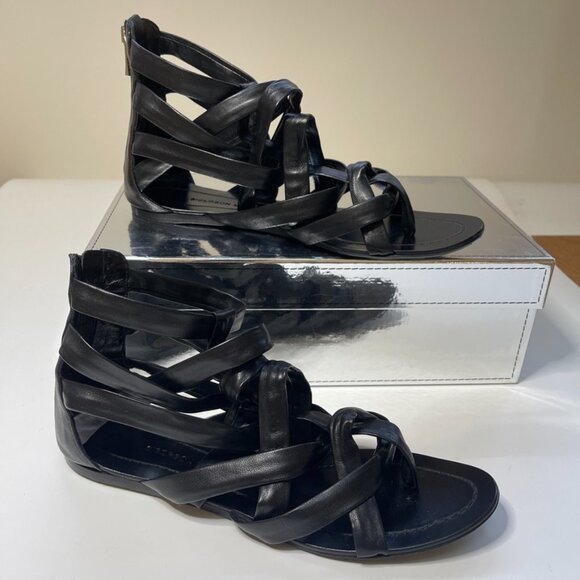 Sigerson Morrison Flat Black Leather Gladiator Sandals US 8.5 - Picture 12 of 12